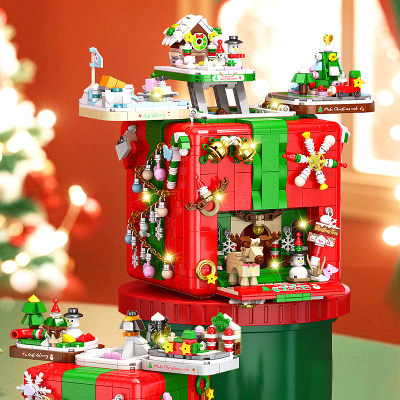 Christmas Surprise Building Block Box, Build a Happy Little World