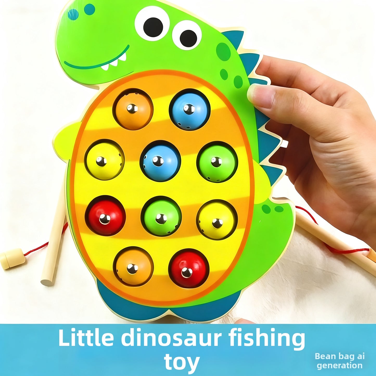 Dinosaur Wooden Magnetic Fishing Toy for