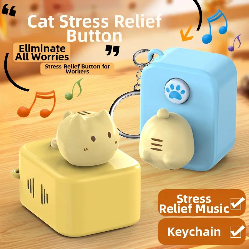 "Meow-sic Magic! Cute Cat Stress Relief Keychain with Cheerful Tunes"