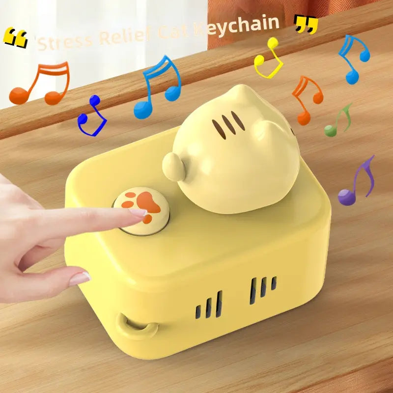 "Meow-sic Magic! Cute Cat Stress Relief Keychain with Cheerful Tunes"