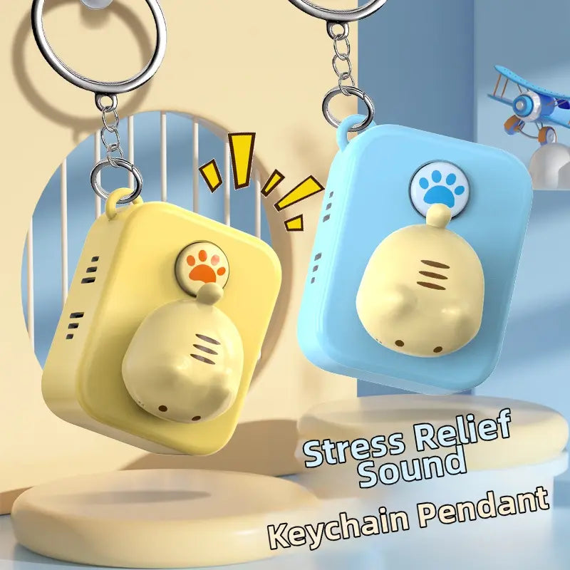 "Meow-sic Magic! Cute Cat Stress Relief Keychain with Cheerful Tunes"