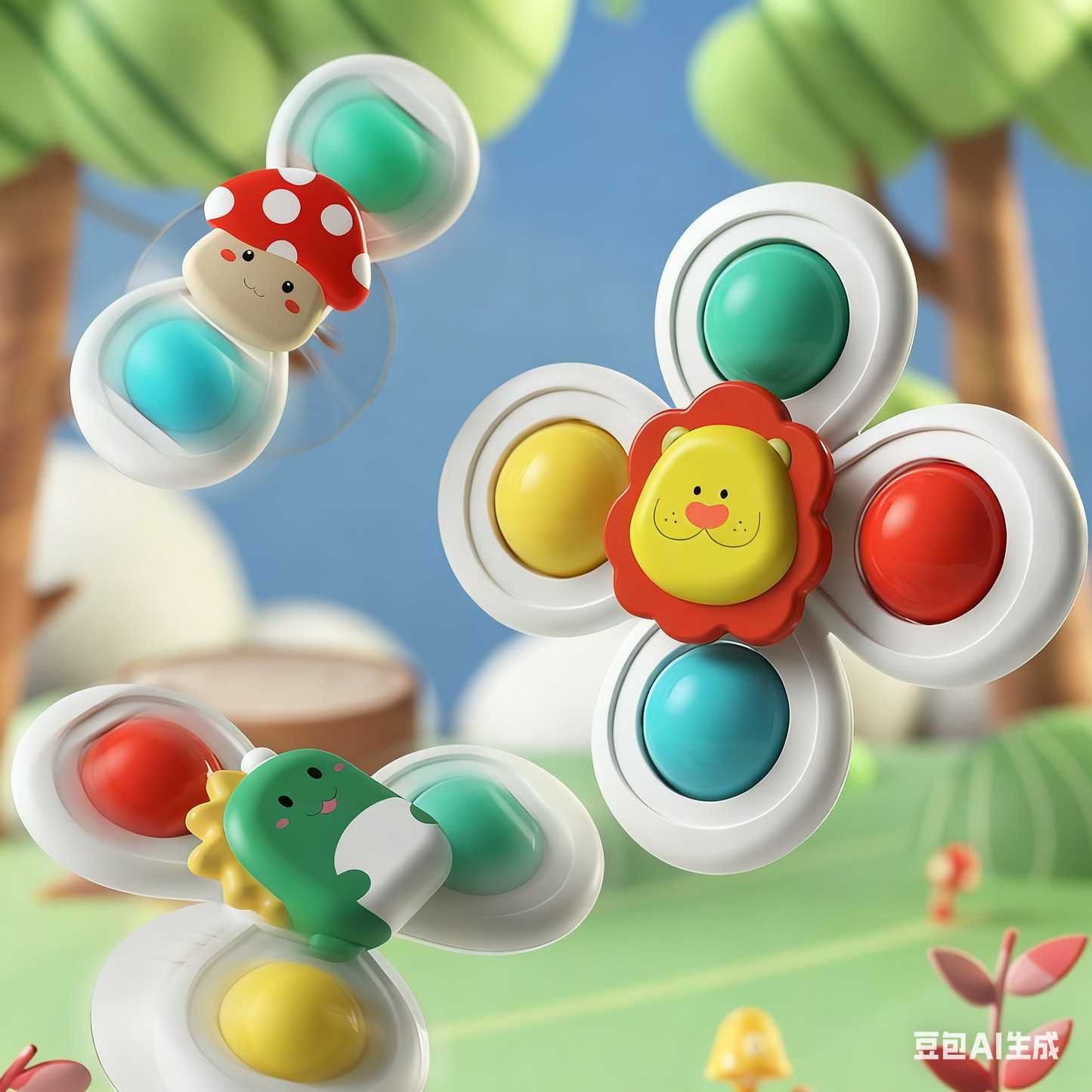 Baby Suction Spinner Toy (Cartoon Design)
