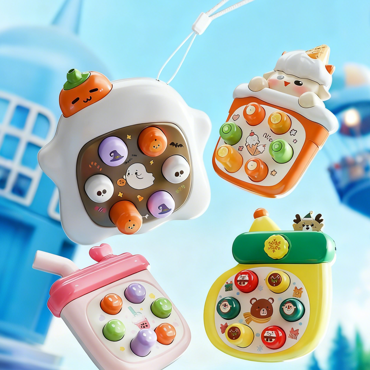 Mini Handheld Whack-a-Mole Toy (Food & Holiday Themes)