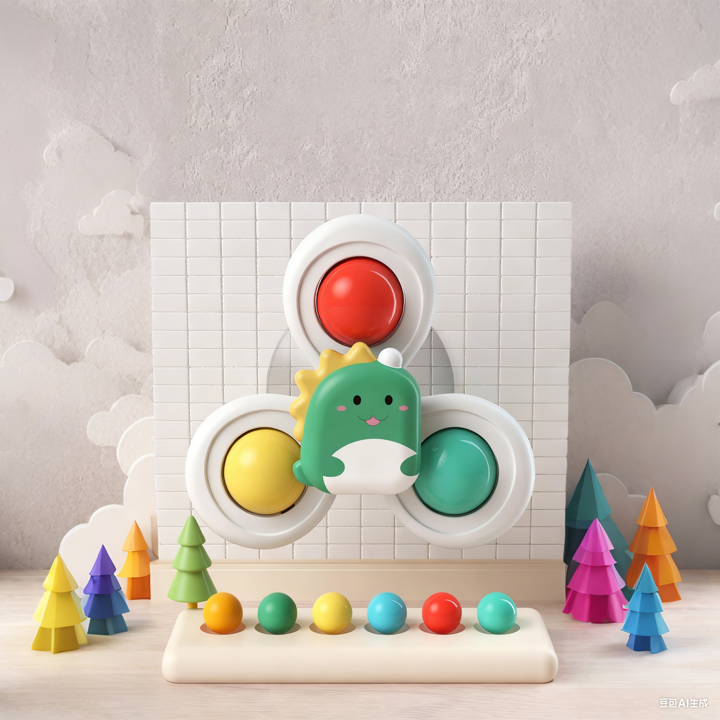 Baby Suction Spinner Toy (Cartoon Design)