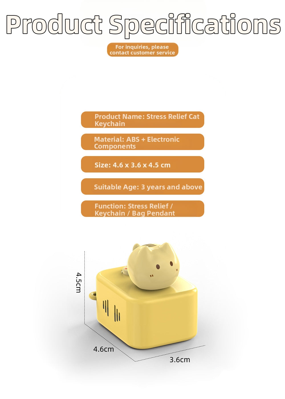 "Meow-sic Magic! Cute Cat Stress Relief Keychain with Cheerful Tunes"