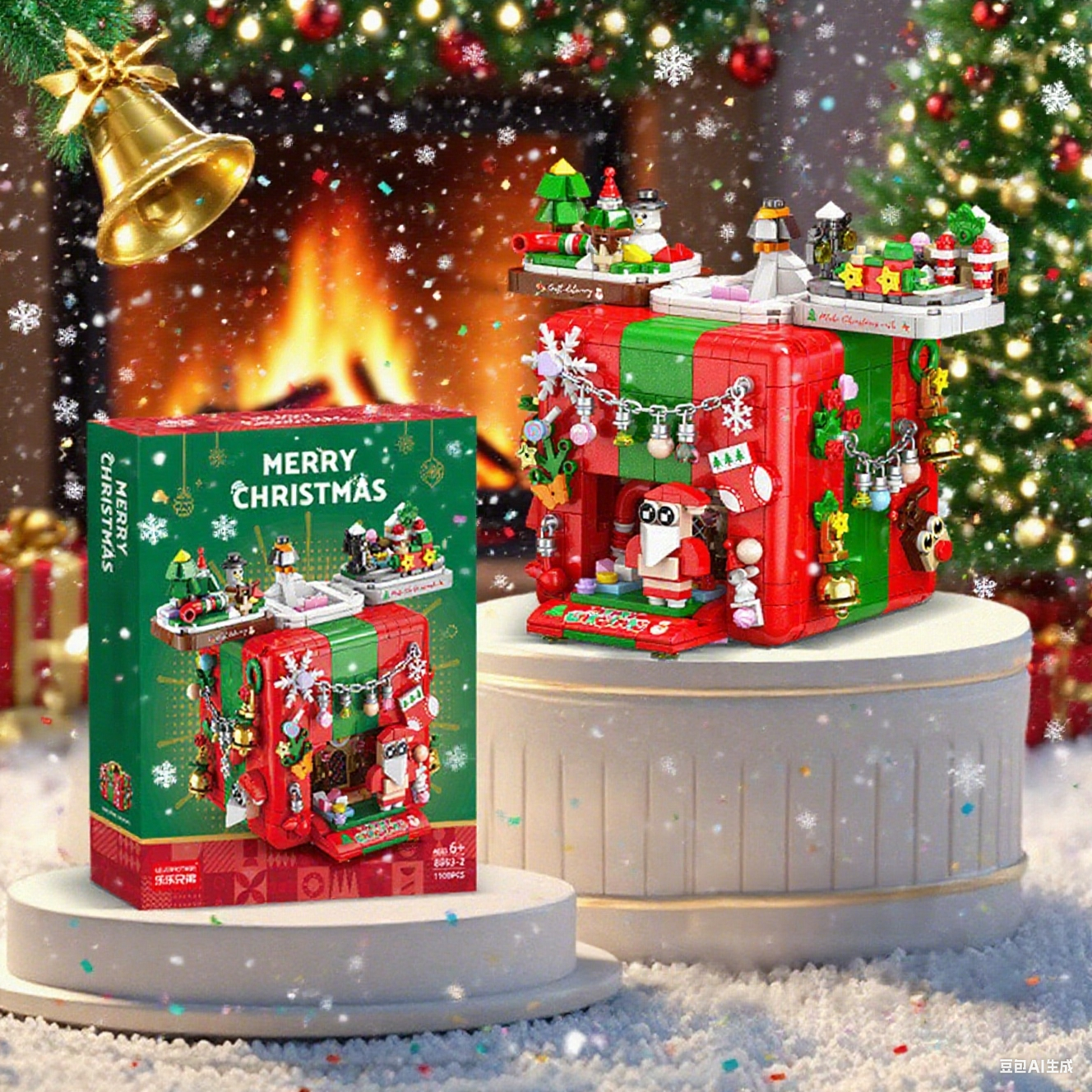 Christmas Surprise Building Block Box, Build a Happy Little World