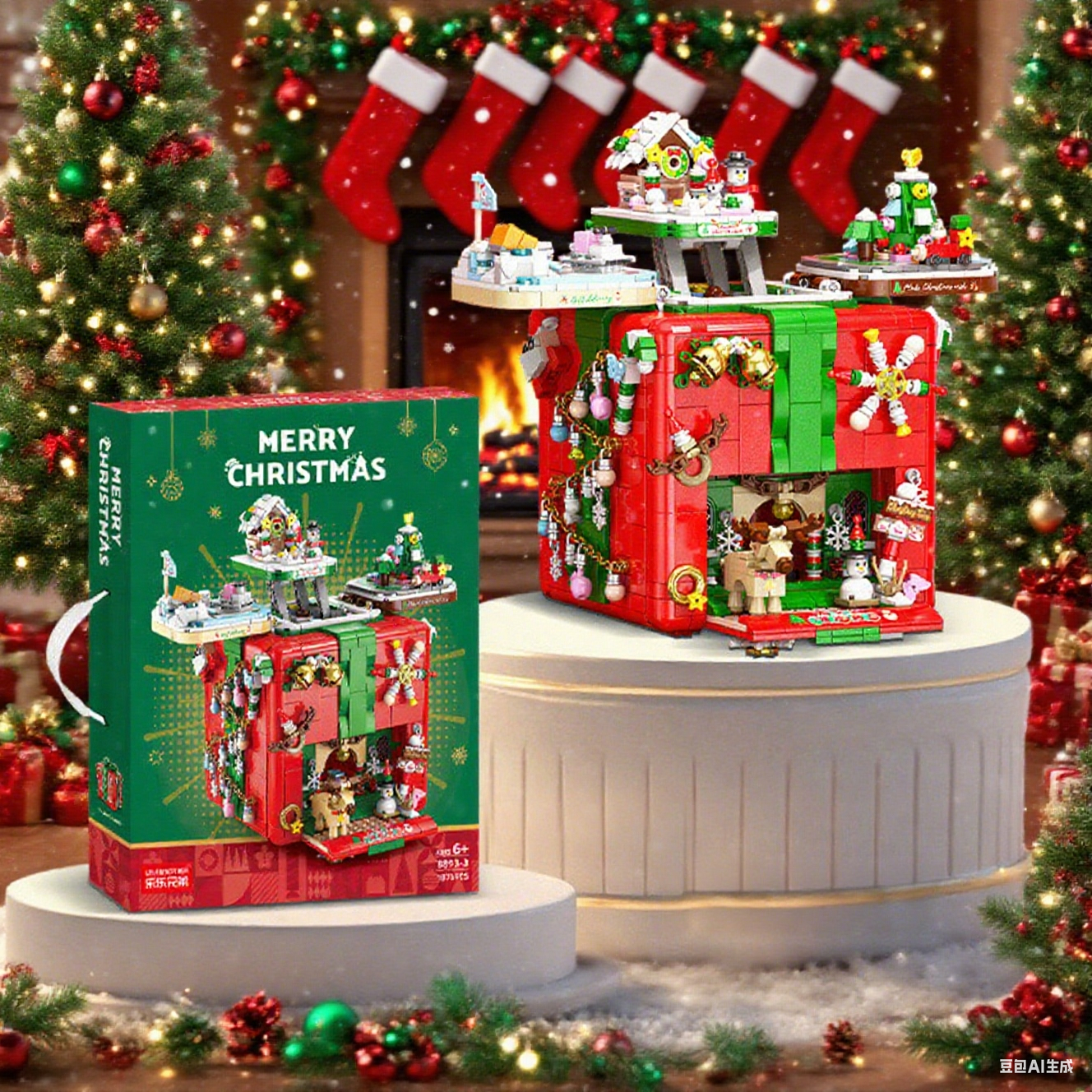 Christmas Surprise Building Block Box, Build a Happy Little World