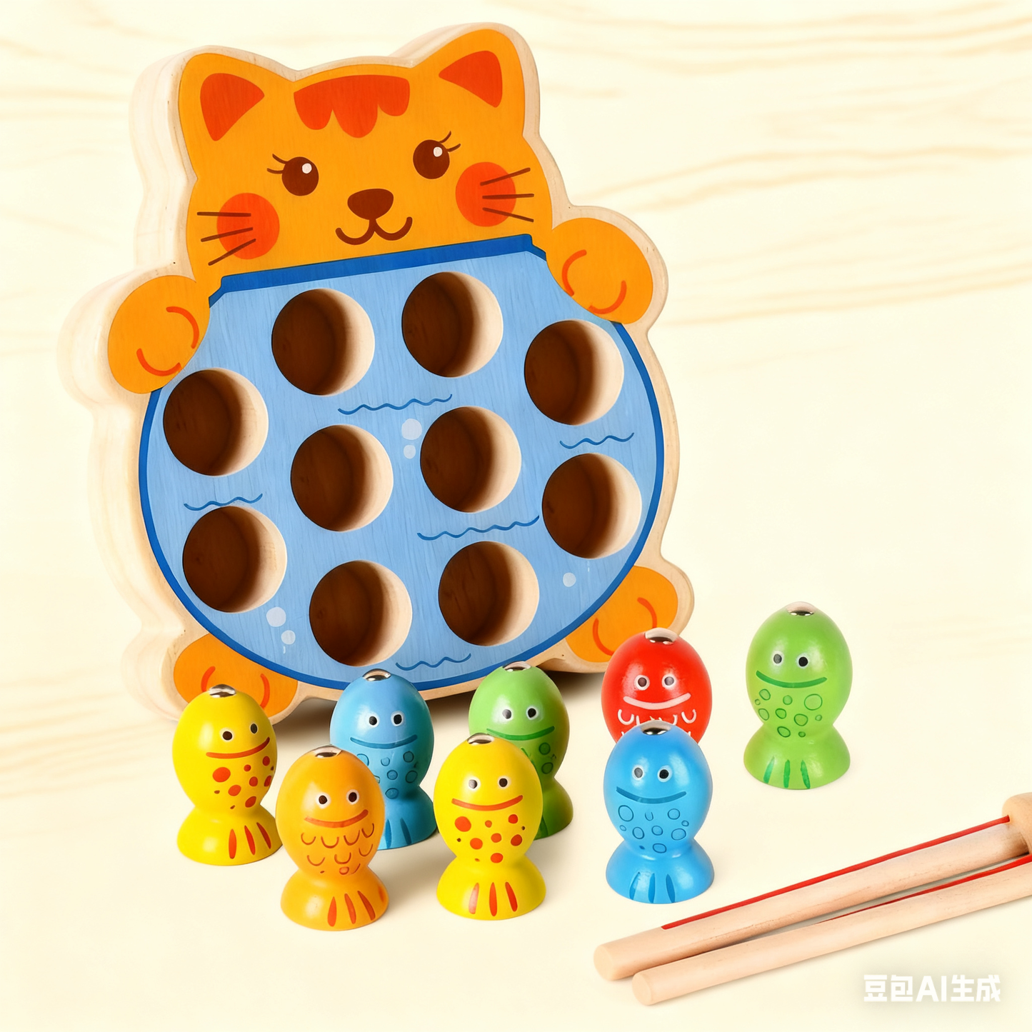 Wooden Magnetic Fishing Toy for