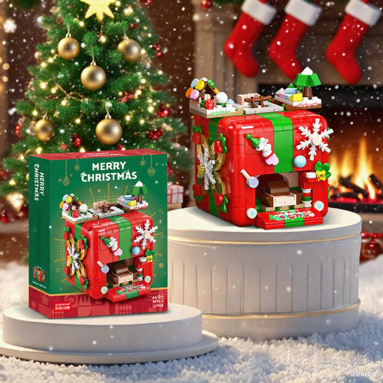 Christmas Surprise Building Block Box, Build a Happy Little World