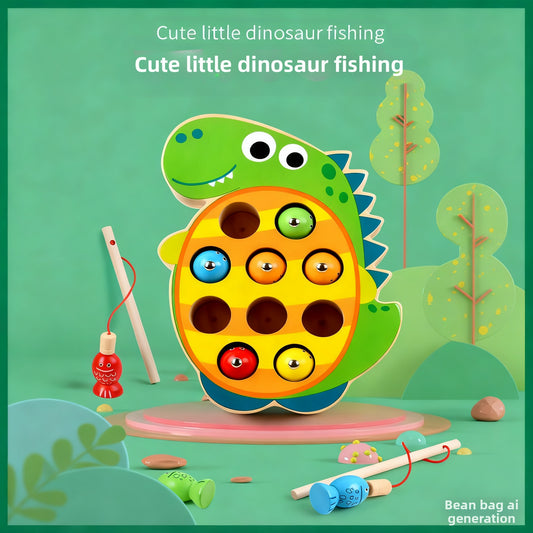 Dinosaur Wooden Magnetic Fishing Toy for