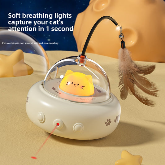 Interactive Cat Toy: Laser, Feather & Breathing Light