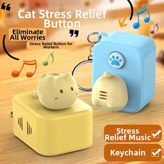 "Meow-sic Magic! Cute Cat Stress Relief Keychain with Cheerful Tunes"