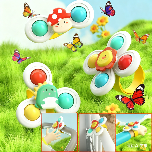 Baby Suction Spinner Toy (Cartoon Design)